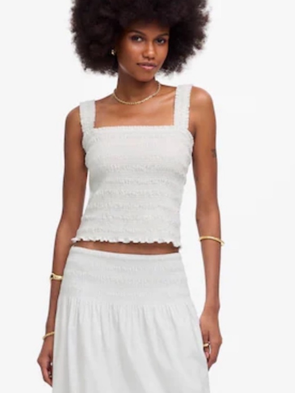 NWT Madewell White Poplin Smocked Tank Sz Medium NEEDS WASH - Picture 2 of 10